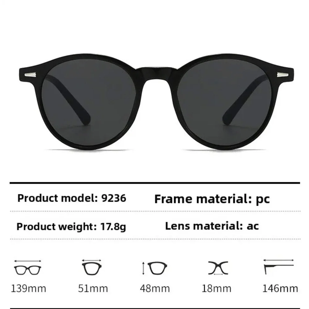 Classic Round Black Sunglasses Dark Lens For Women Fashion Eyewear Luxury Style